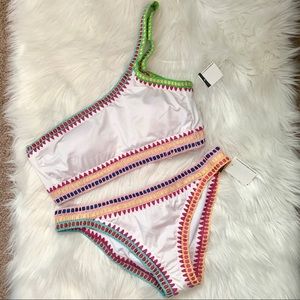 Bar III Weave It Be Bikini, Multicolor Trim